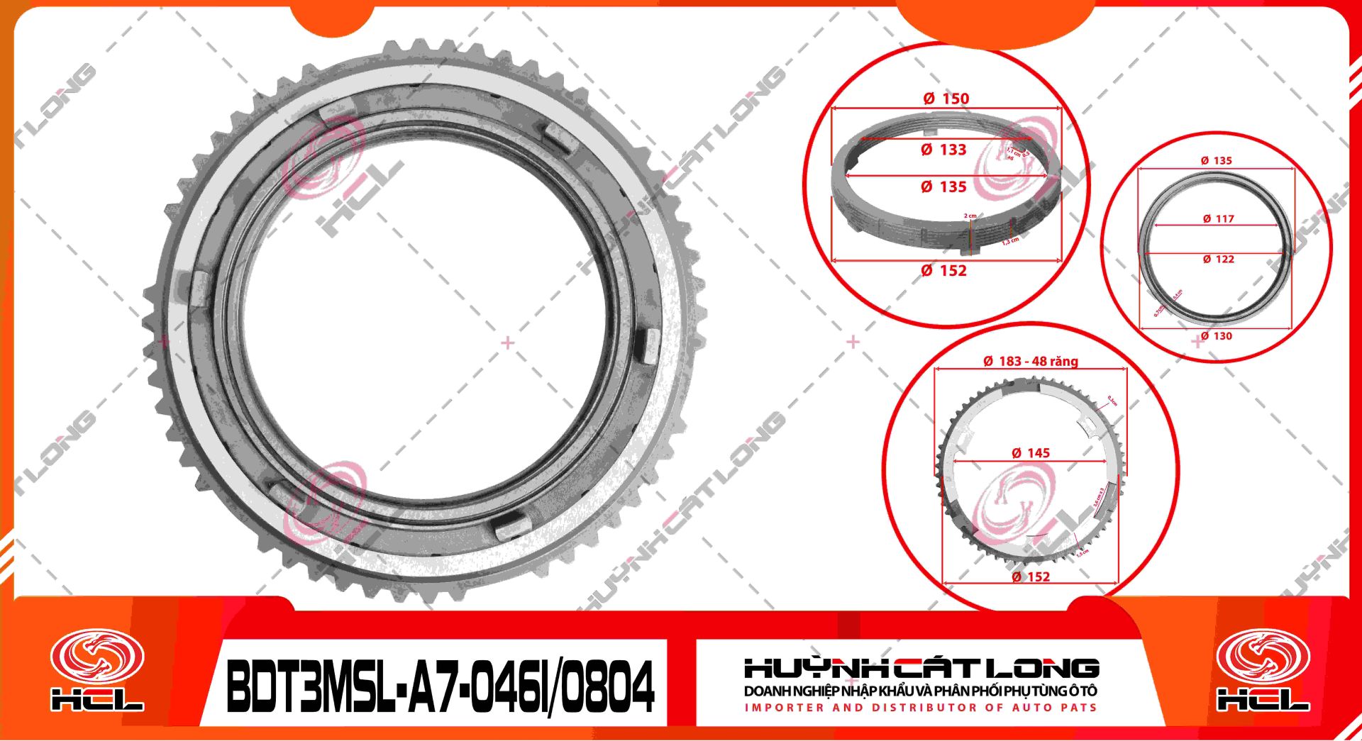 Đồng tốc 3 mảnh số lùi A7/19710T - 10 số WG-0461/0804